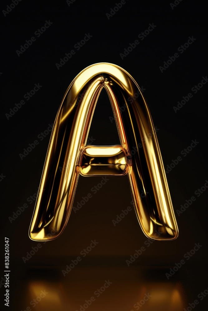Aufkleber a single golden letter 'a' stands out against a dark black background, ideal for use in designs or i