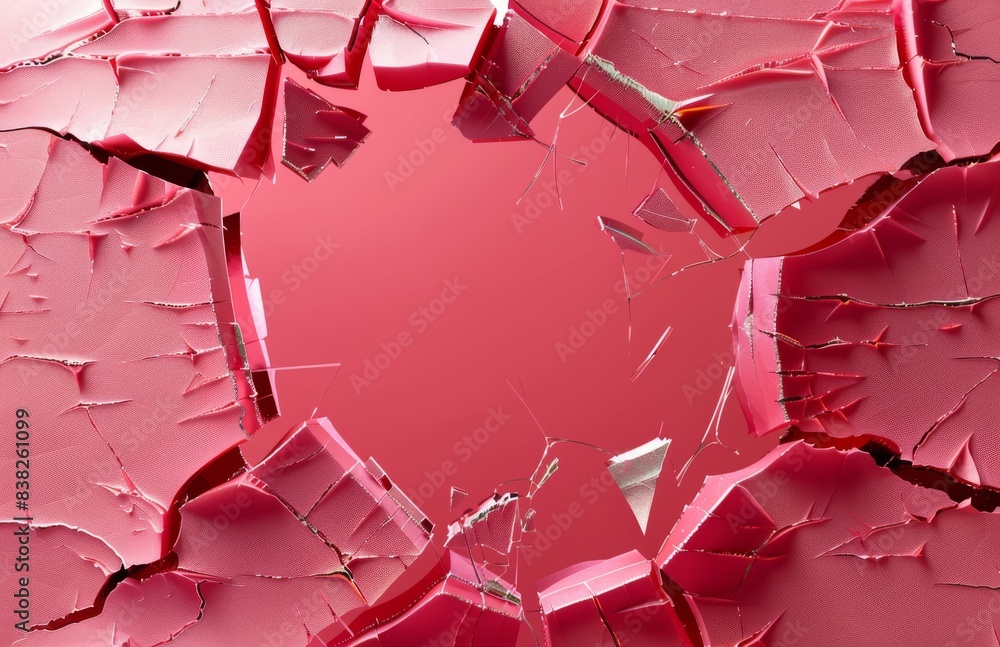 Aufkleber abstract rendering of cracked surface. broken shapes on background. wall destruction. debris explosi