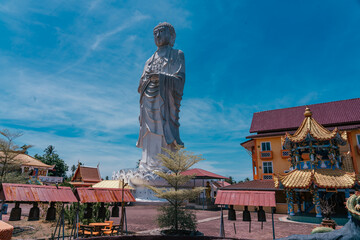 Wat Phothikyan Phutthaktham Thai White Buddha Statue in Kota Bharu, Malaysia