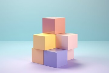 Obraz premium 3d render of a stack of pastel cubes