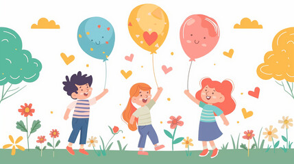 Fototapeta premium Happy childs celebrated Children's day, illustration for decorative card