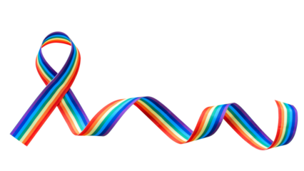 LGBT, LGBTQ, pride month with rainbow ribbon awareness png isolated on transparent background for International Day Against Homophobia, Transphobia and Biphobia