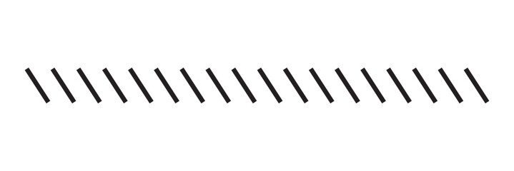 Slash line. Border with diagonal lines. Angle of tilt stripes. Black pattern of footer isolated on white background. Vector illustration. EPS 10