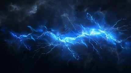 intense bright blue lightning strike on black background dramatic electrical storm illustration vector graphic