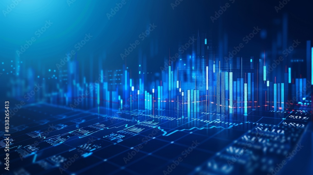 Poster blockchain polygon peer-to-peer network with cryptocurrency stock chart on futuristic hud background