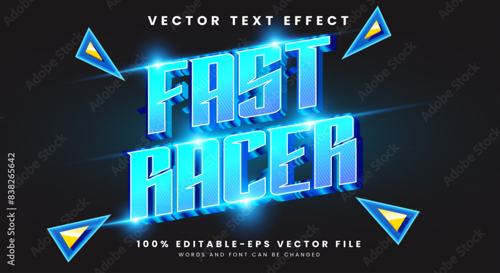 Poster fast speed racer editable text effect template with modern text style
