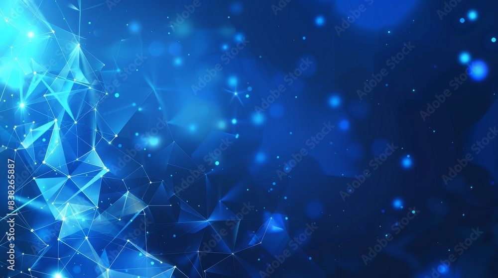 Poster blockchain technology network futuristic hud background with chain of blocks polygon peer to peer ne