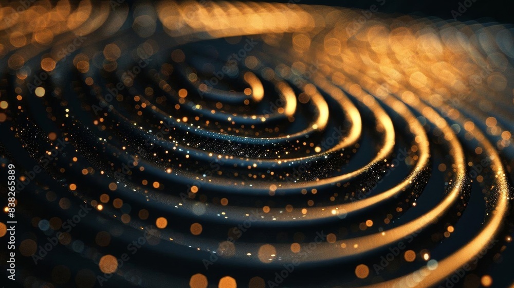 Poster abstract glowing circular pattern with bokeh lights, creating a mesmerizing and hypnotic visual effe