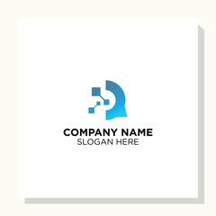 cosult and tech logo design, communication digital logo concept, call center logo template