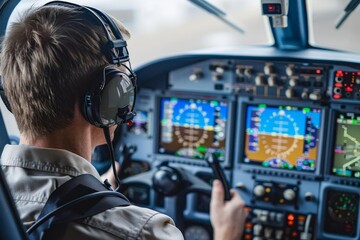 Pilot in a cockpit using stateoftheart navigation systems for efficient and safe air travel