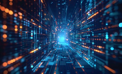 Fototapeta premium Technology background illustration in 3D. Quantum computer architecture. Future communication technologies