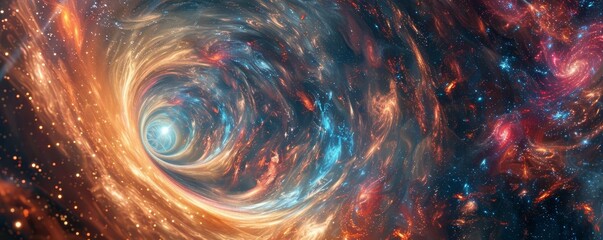 a beautiful wormhole with colorful swirls and stars in the background, hyper realistic, hyper detailed, cinematic look
