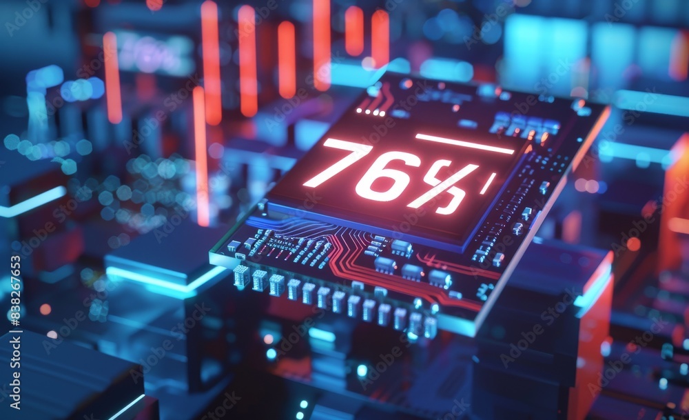 Poster the quantum processor of the future. digital cyberspace illustration in three dimensions.