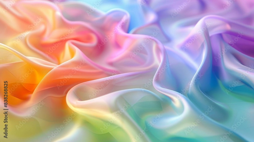 Poster vibrant abstract pastel waves of colorful fabric creating a mesmerizing pattern, perfect for backgro