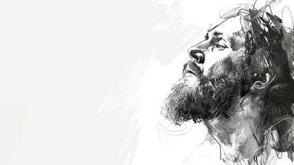 Fototapeta premium Sketch of Jesus Christ on white background. 