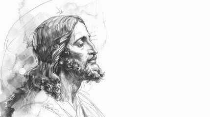 Fototapeta premium Sketch of Jesus Christ on white background. 