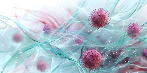 Fototapeta premium Medical banner with red cells on a background. Concept Medical Illustration, Red Blood Cells, Health Banner, Abstract Background