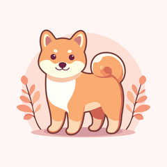 Happy cute shiba inu dog cartoon vector illustration