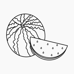 watermelon cartoon coloring page isolated on white 