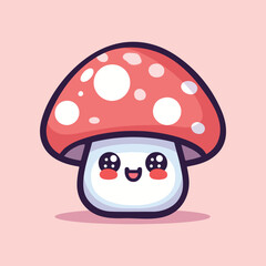 Kawaii mushroom logo icon flat style vector illustration
