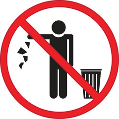 Allowed Throw Rubbish, Waste, Garbage in Bin Symbol