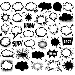 コミック風の吹き出しと効果音のアイコンセット