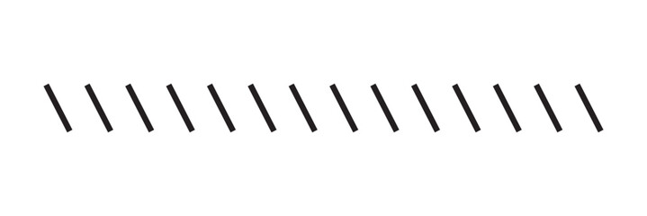 Slash line. Border with diagonal lines. Angle of tilt stripes. Black pattern of footer. Diagonal parallel lines divider strip. Tilt strip geometric abstract border. Slash divider. eps 10