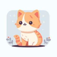 Happy cute cat kawaii animal vector illustration