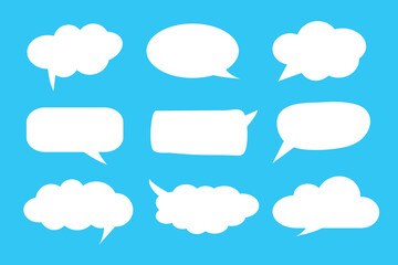Colorful speech bubble icon set to communication geometric graphic element, Illustrator vector.
