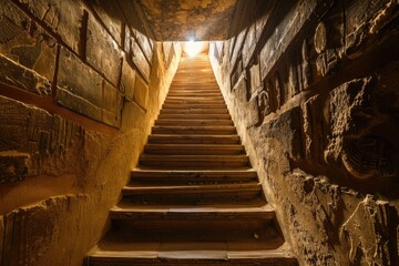 Stairs corridor inside a pyramid of an Egyptian Pharaoh
