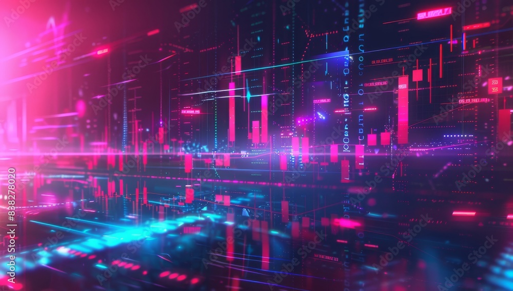 Poster the stock market chart as a background. a generative ai algorithm.