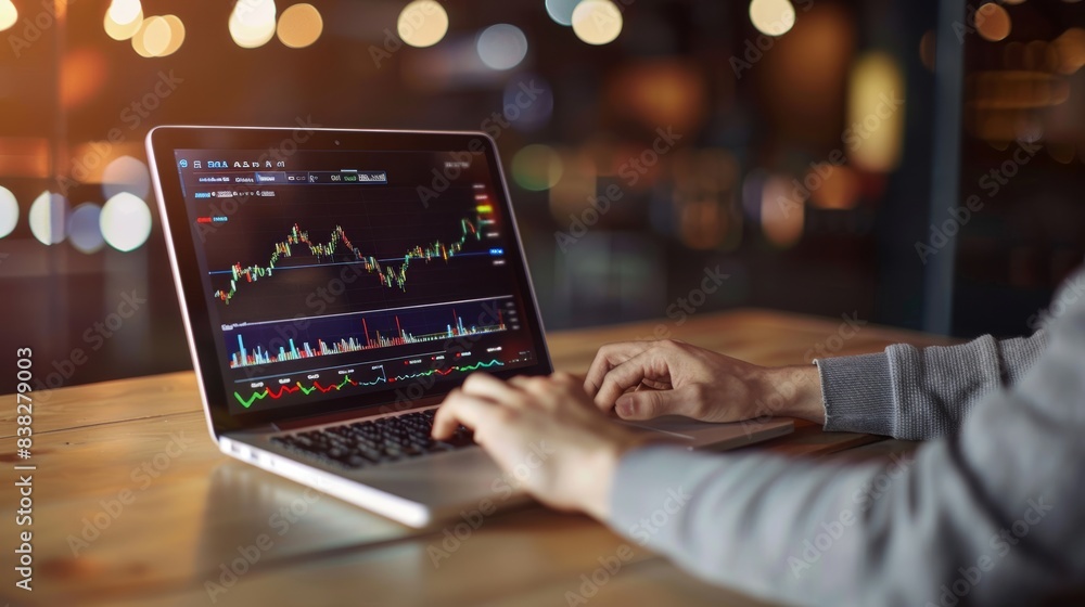 Poster financial bitcoin cryptocurrency crypto graph data trade created with generative ai tools.
