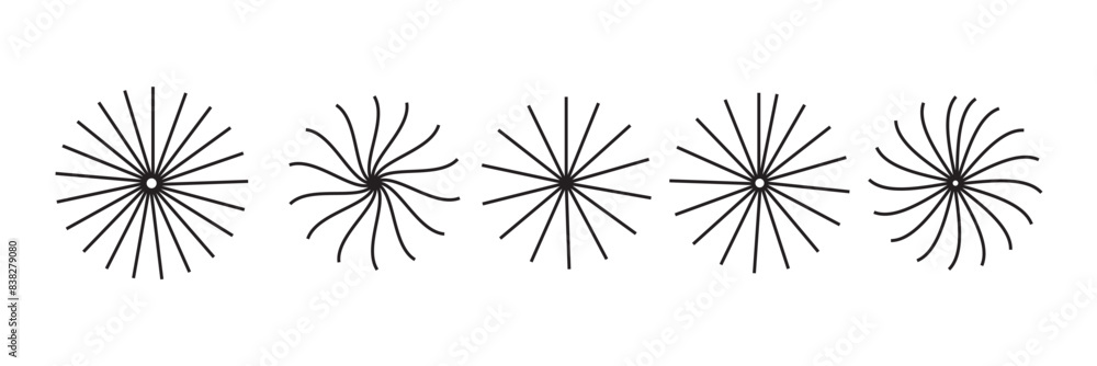 Poster radial circle lines. circular lines elements. symbol of sun star rays. flat design elements. spokes 