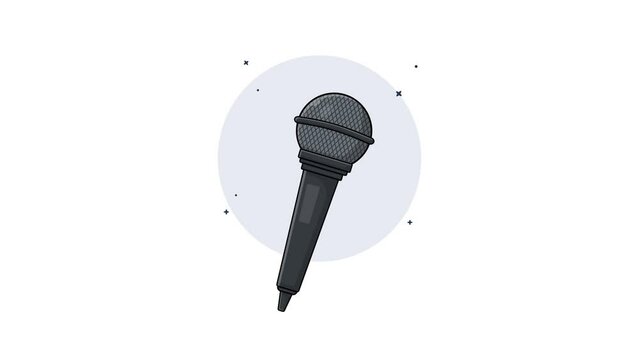 4k Detailed Stage Microphone. Sound Recording Equipment Concept Animation Video