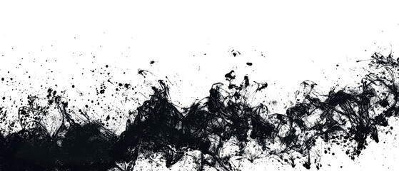 Obraz premium PNG Ultrawide Black Splatter Rough Abstract Element