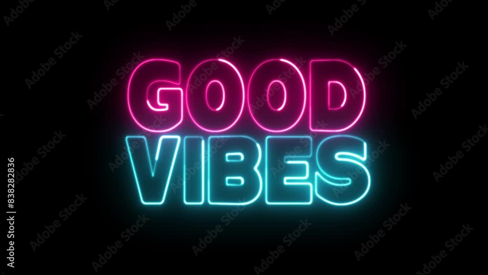 Aufkleber good vibes text font with light. luminous and shimmering haze inside the letters of the text good vi