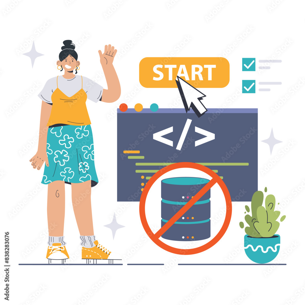 Poster serverless computing concept. flat vector illustration