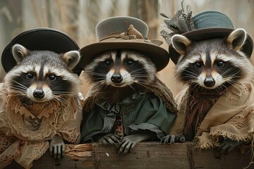 raccoon dressed in victorian era clothing illustration