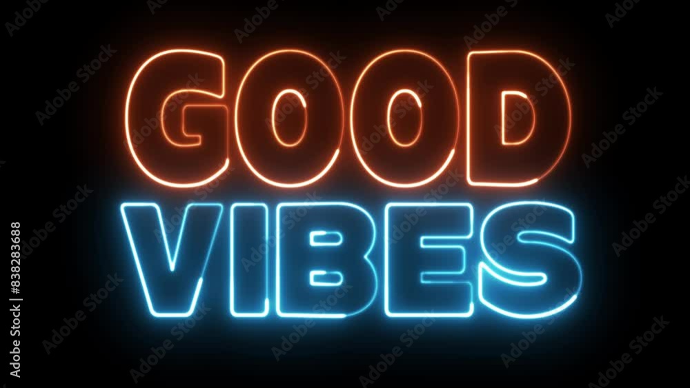 Aufkleber good vibes text font with light. luminous and shimmering haze inside the letters of the text good vi