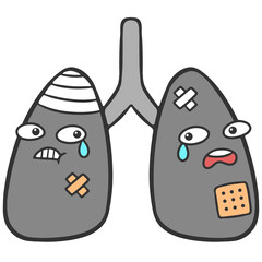 cartoon sick sad smoker lungs illustration