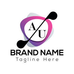 Abstract AU letter modern initial lettermarks logo design	