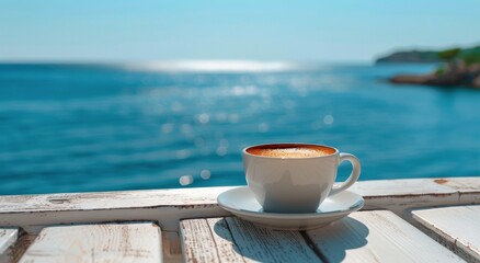 A Cup of Coffee by the Ocean on a Sunny Day