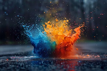 Explosive Multicolored Water Splash