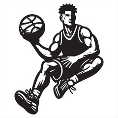 Basketball player, vector, silhouette