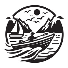 Boating  silhouette, vector