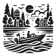 Boating vector, silhouette