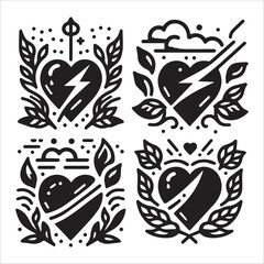 heart, vector illustration, silhouette