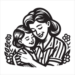 Mothers Day, vector illustration, silhouette