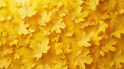 Bright Yellow Maple Leaves, 3D Rendering, Minimalism