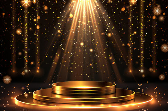 A gleaming golden podium awaits your grand entrance.